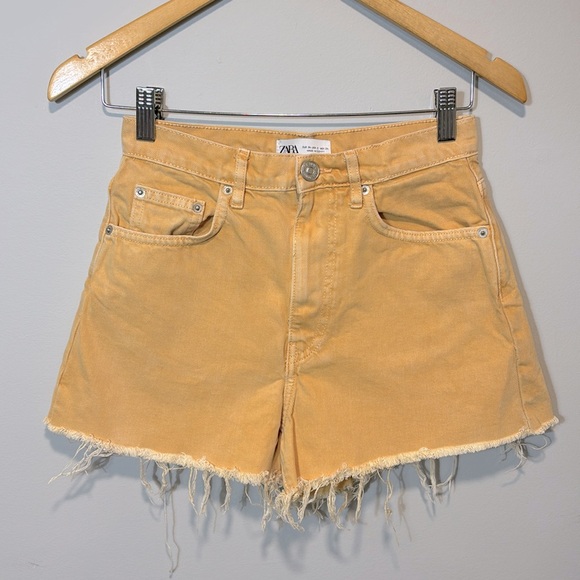 Zara Pants - Zara Mustard Yellow Faded High Rise Vintage Shorts XS